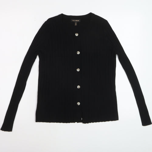 QED London Women's Black Knit Button Cardigan Size S