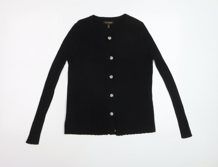 QED London Women's Black Knit Button Cardigan Size S