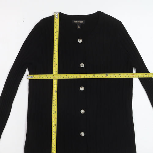 QED London Women's Black Knit Button Cardigan Size S