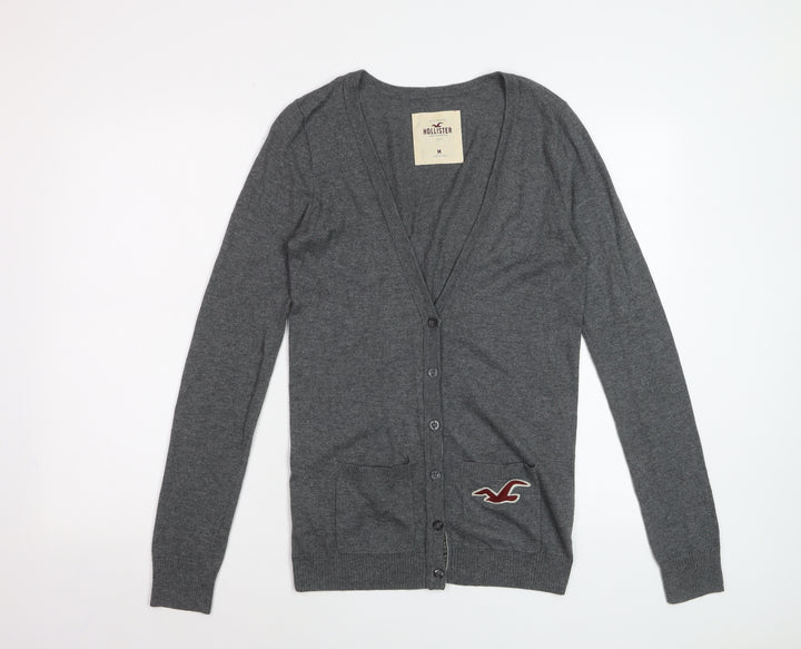 Hollister Womens Grey V-Neck Button Knit Cardigan Size M