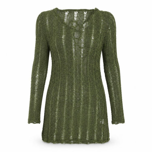 Collusion Women’s Green Knit Jumper Dress Size L Long Sleeve Scoop Neck