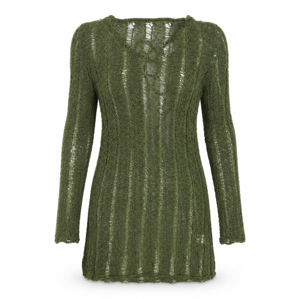 Collusion Women’s Green Knit Jumper Dress Size L Long Sleeve Scoop Neck