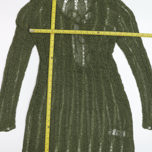 Collusion Women’s Green Knit Jumper Dress Size L Long Sleeve Scoop Neck