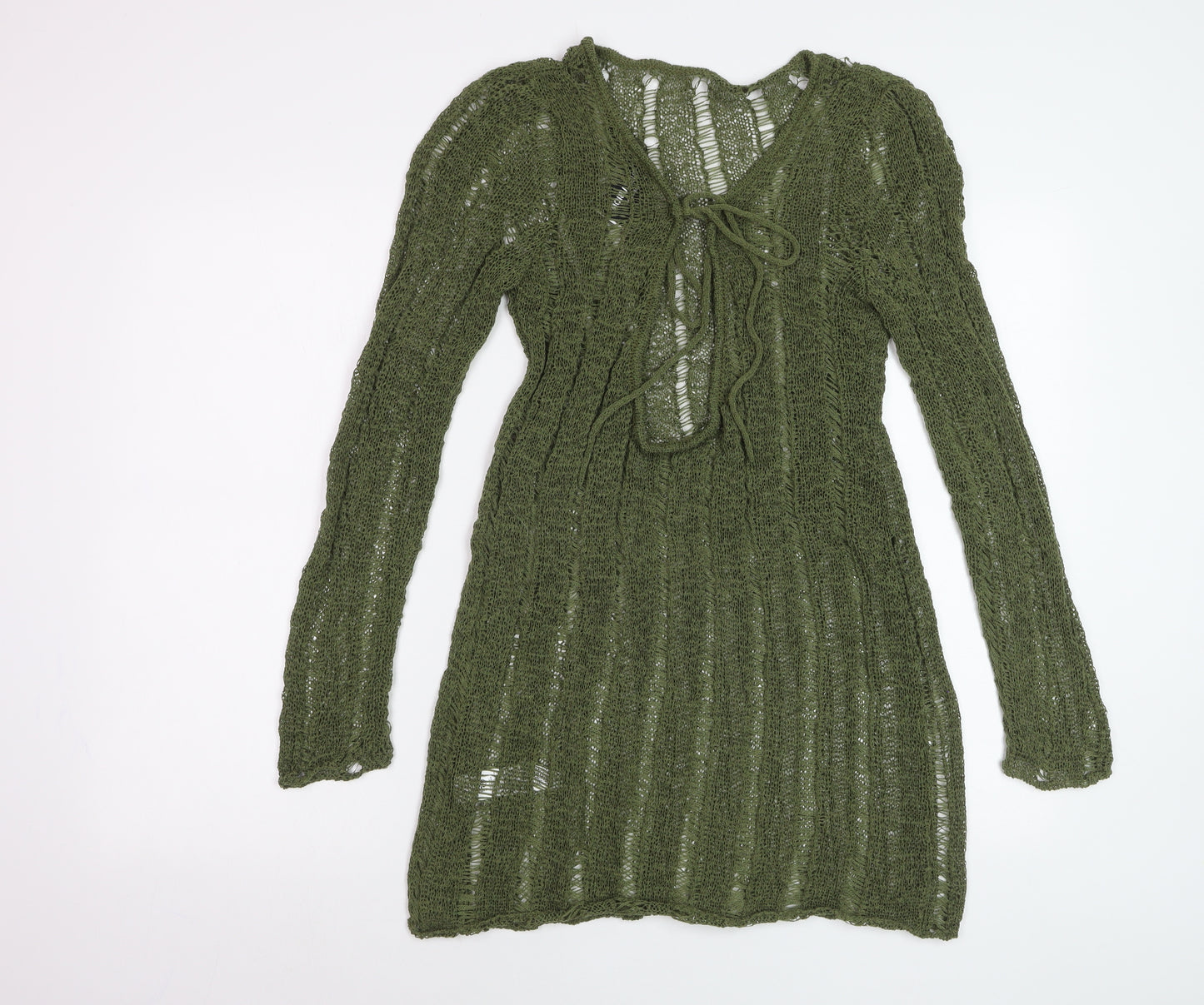 Collusion Women’s Green Knit Jumper Dress Size L Long Sleeve Scoop Neck