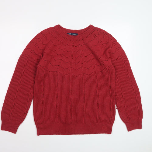 Crew Clothing Company Womens Red Knit Jumper Size 14 Wool Blend