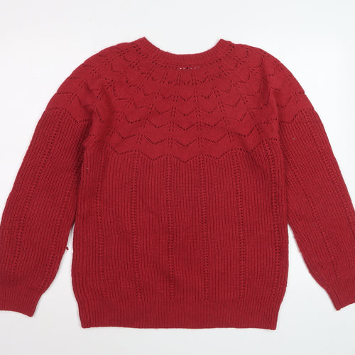 Crew Clothing Company Womens Red Knit Jumper Size 14 Wool Blend