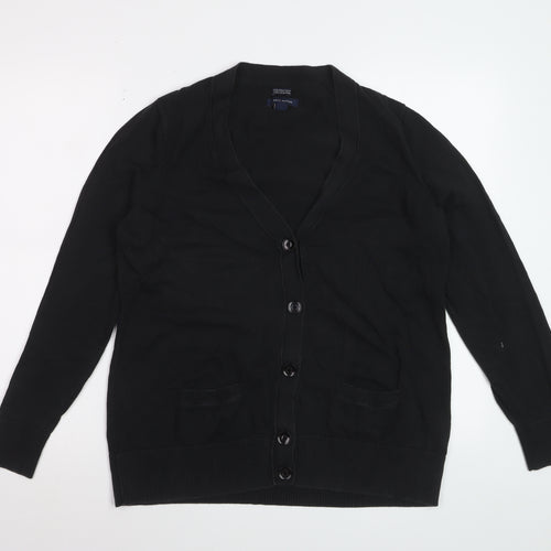 Tommy Hilfiger Women’s Black Cotton Cardigan XL V-Neck Knit