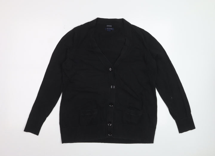 Tommy Hilfiger Women’s Black Cotton Cardigan XL V-Neck Knit