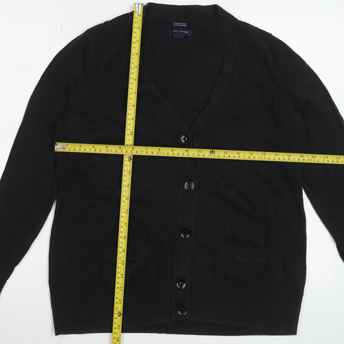Tommy Hilfiger Women’s Black Cotton Cardigan XL V-Neck Knit