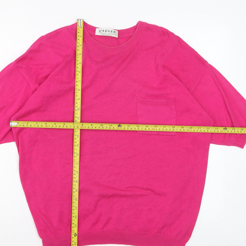 Jaeger Women’s Pink 100% Cotton Short Sleeve Crew Neck Jumper L