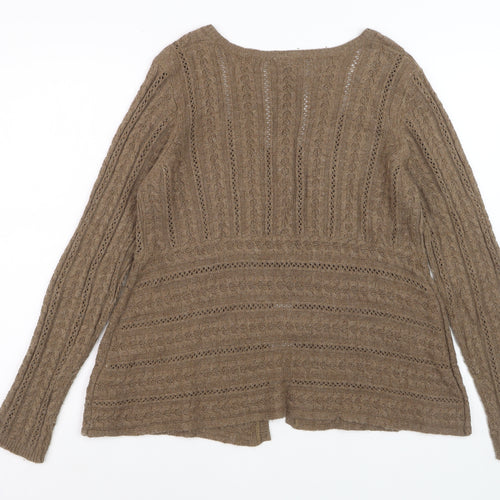 White Stuff Women's Brown Cable-Knit Cardigan Size 18