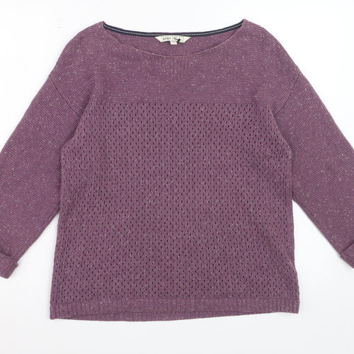 Fat Face Women Dusty Mauve Cotton Jumper Size 10 Boat Neck Knit