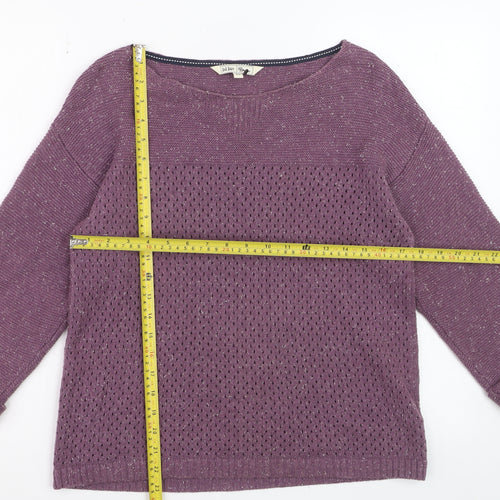 Fat Face Women Dusty Mauve Cotton Jumper Size 10 Boat Neck Knit