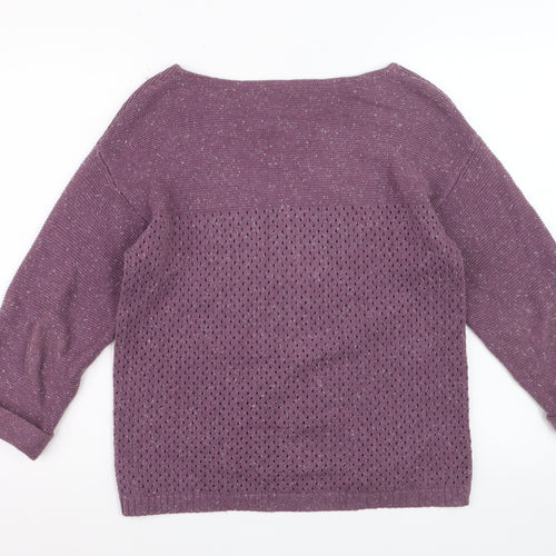 Fat Face Women Dusty Mauve Cotton Jumper Size 10 Boat Neck Knit