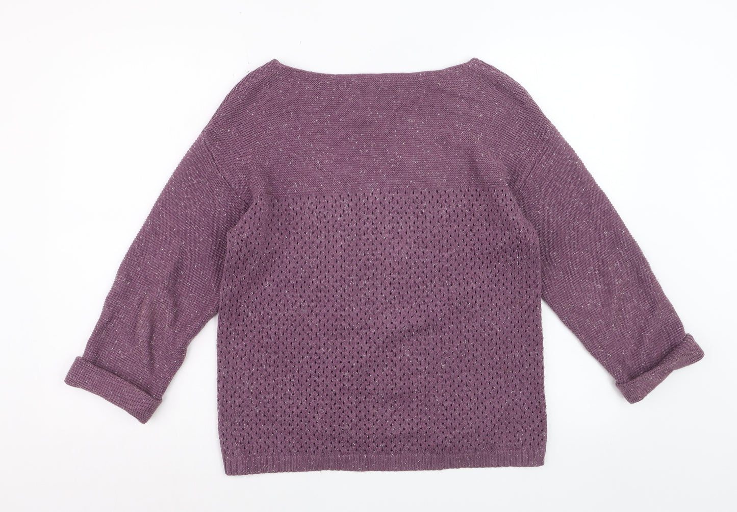 Fat Face Women Dusty Mauve Cotton Jumper Size 10 Boat Neck Knit