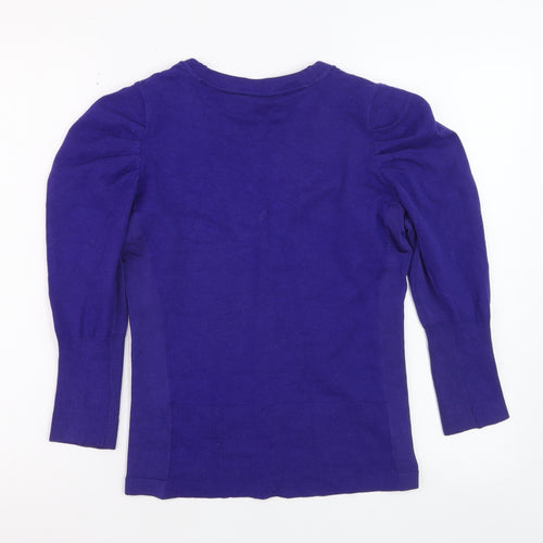 Karen Millen Women Purple V-Neck Cardigan Size 12 Slim Fit