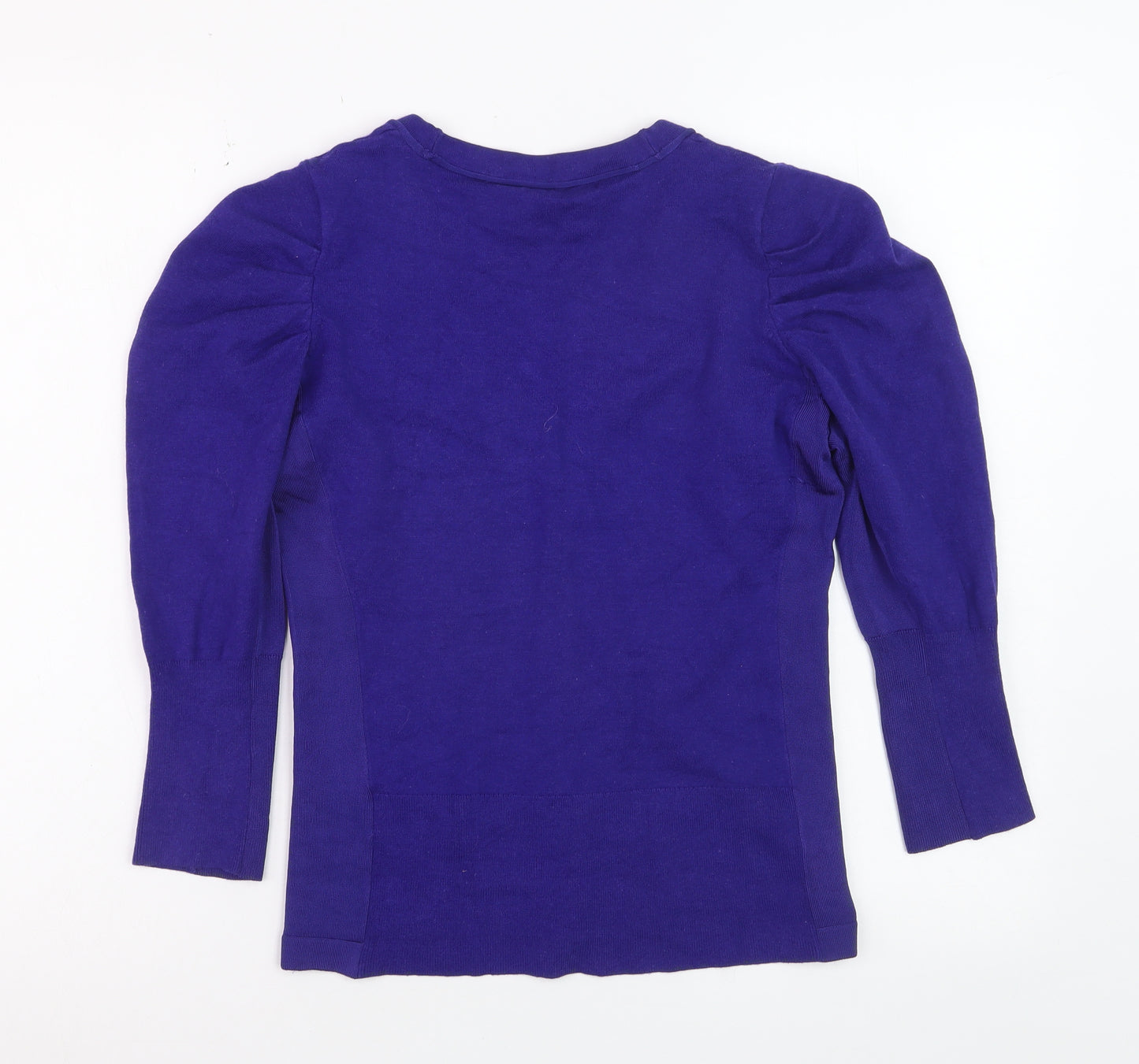 Karen Millen Women Purple V-Neck Cardigan Size 12 Slim Fit