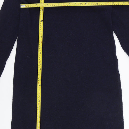 MNG Women's Blue Knit High Neck Long Sleeve Sweater Dress Size 12