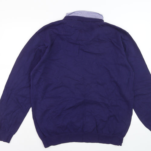 Pierre Cardin Men Blue 4XL V-Neck Cotton Pullover Jumper