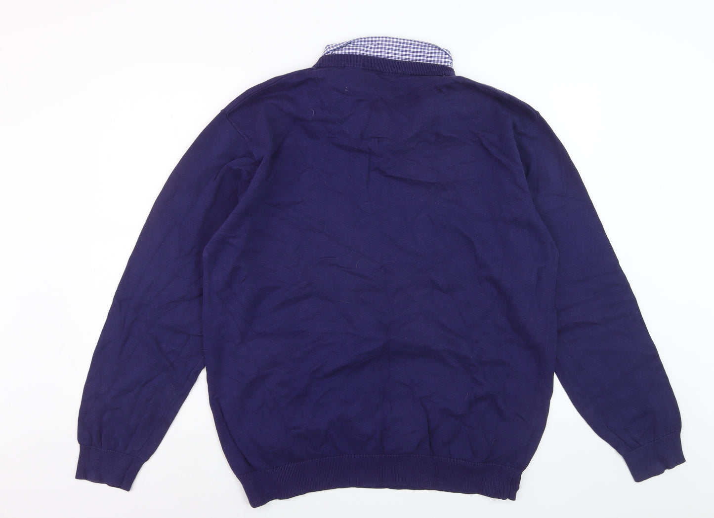 Pierre Cardin Men Blue 4XL V-Neck Cotton Pullover Jumper
