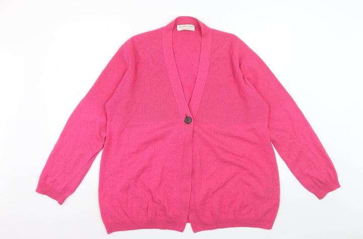 The Cashmere Centre Women’s Pink 2XL V-Neck Pure Cashmere Cardigan