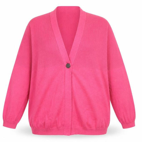 The Cashmere Centre Women’s Pink 2XL V-Neck Pure Cashmere Cardigan