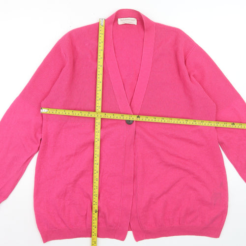 The Cashmere Centre Women’s Pink 2XL V-Neck Pure Cashmere Cardigan