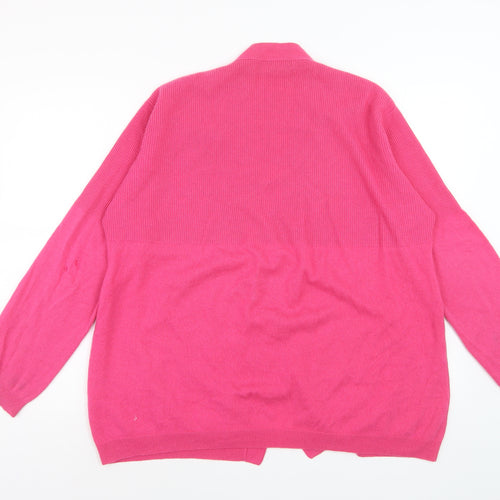 The Cashmere Centre Women’s Pink 2XL V-Neck Pure Cashmere Cardigan