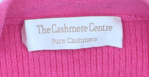 The Cashmere Centre Women’s Pink 2XL V-Neck Pure Cashmere Cardigan