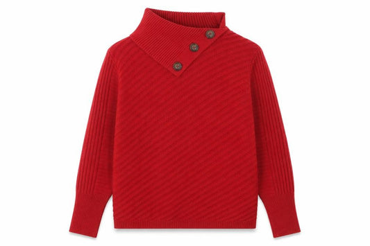 Front view of Roman Women Red, size 14, Wool Blend Button Neck Jumper