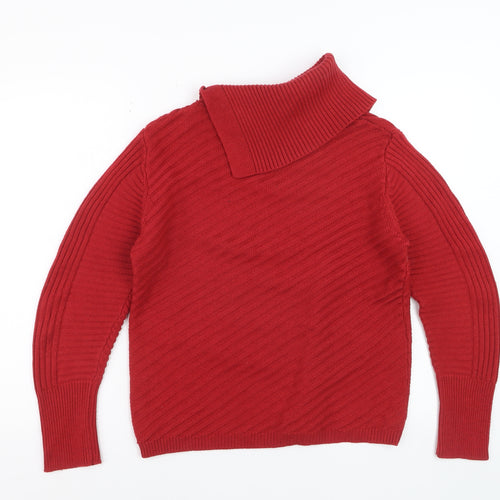 Roman Women Red Size 14 Wool Blend Button Neck Jumper