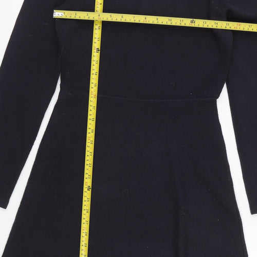 French Connection Women Black Knit Roll Neck A-Line Dress M