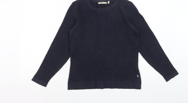 Fjällräven Women's Navy Wool Jumper Medium Crew Neck Long Sleeve