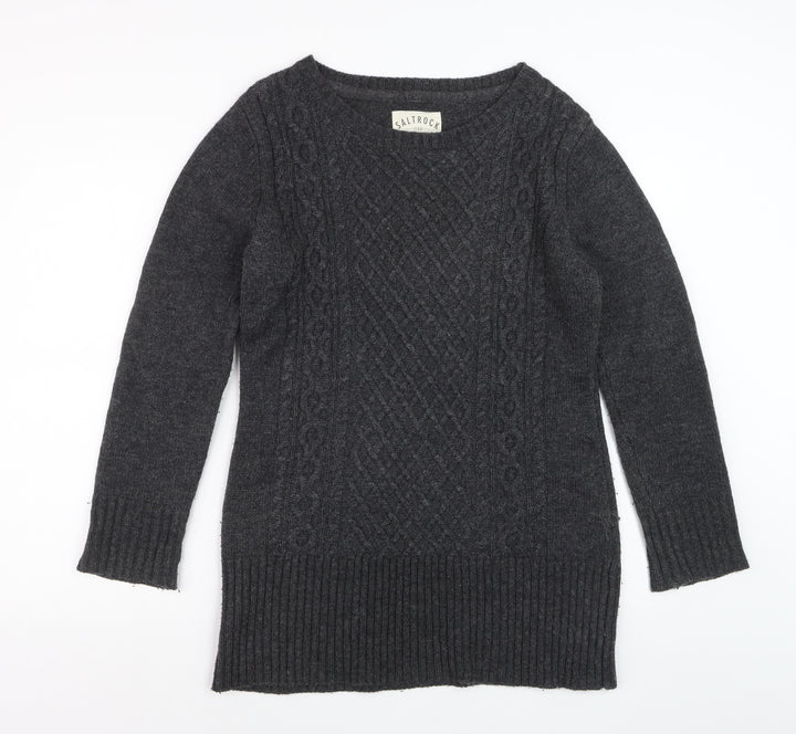 Saltrock Women's Grey Wool Blend Long Sleeve Jumper Dress Size 12