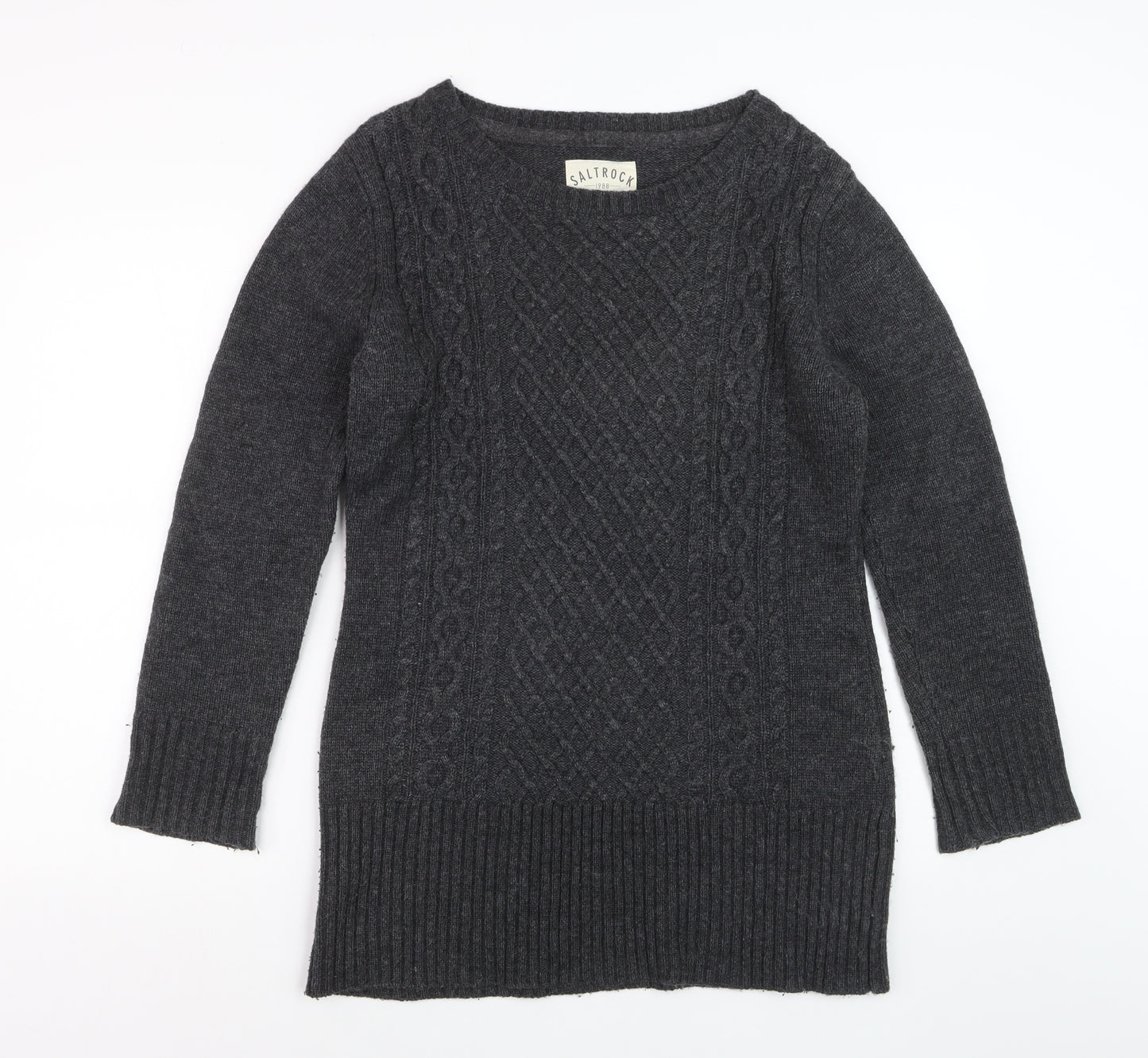 Saltrock Women's Grey Wool Blend Long Sleeve Jumper Dress Size 12