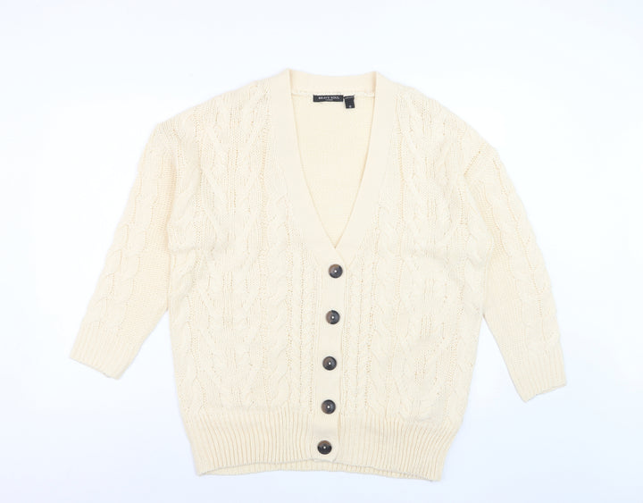 Brave Soul Women Ivory Cable Knit V-Neck Cardigan Size 12