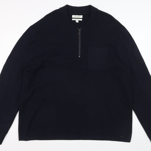 Marks and Spencer Men’s Blue 2XL Half Zip Cotton Modal Jumper