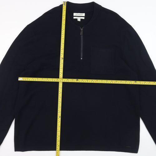Marks and Spencer Men’s Blue 2XL Half Zip Cotton Modal Jumper