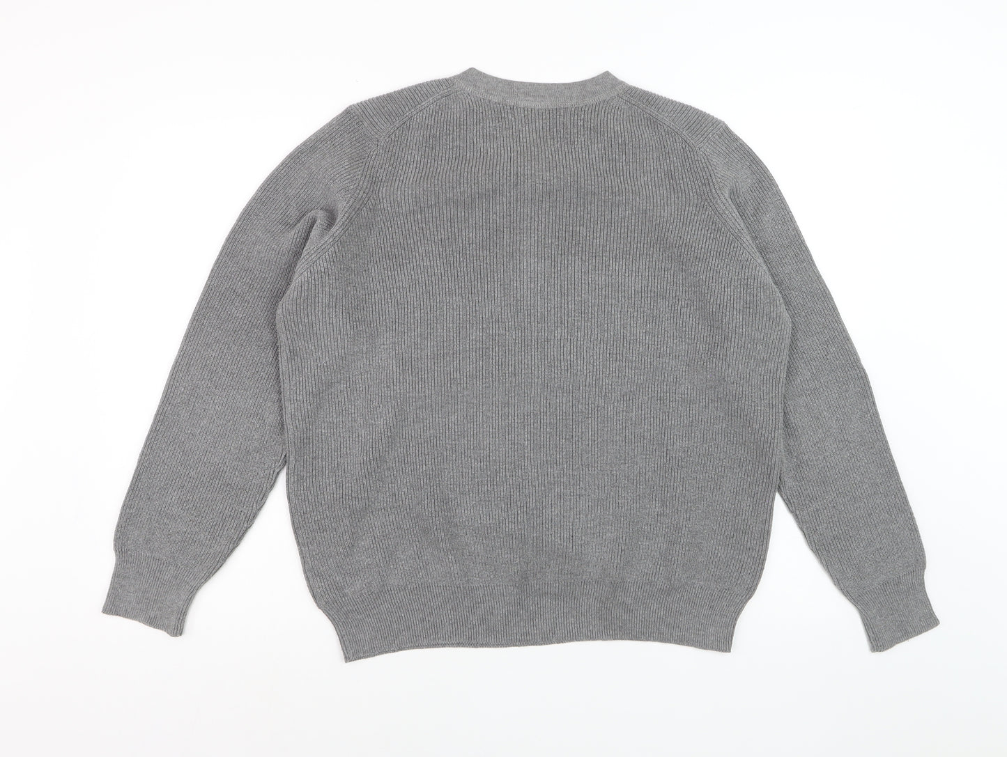 Marks and Spencer Men's Grey Henley Knit Jumper Size L