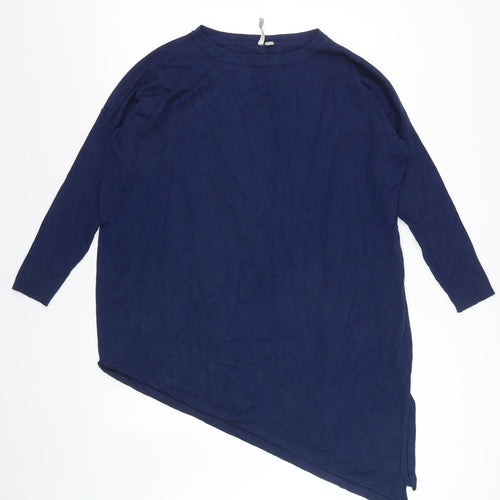 Anthology Women's Blue Plus Size 24/26 Asymmetrical Pullover Jumper