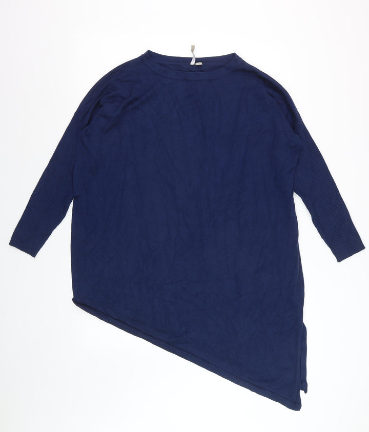 Anthology Women's Blue Plus Size 24/26 Asymmetrical Pullover Jumper