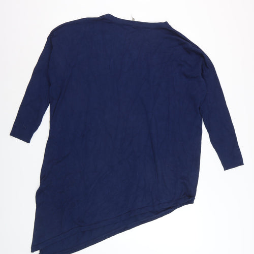 Anthology Women's Blue Plus Size 24/26 Asymmetrical Pullover Jumper