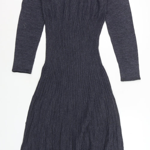 Lauren Vidal Womens Grey Knit Fit & Flare Dress Size M
