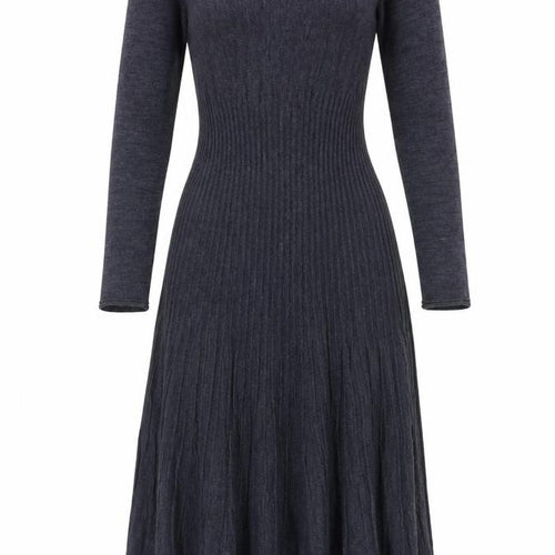 Lauren Vidal Womens Grey Knit Fit & Flare Dress Size M