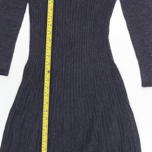Lauren Vidal Womens Grey Knit Fit & Flare Dress Size M