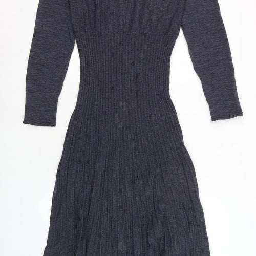 Lauren Vidal Womens Grey Knit Fit & Flare Dress Size M