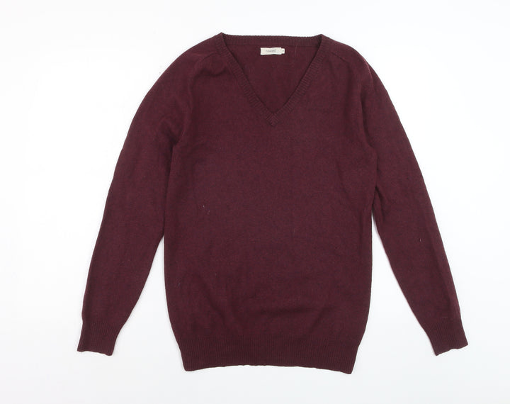 Howies Women Red Wool V-Neck Long Sleeve Pullover Jumper Size 14