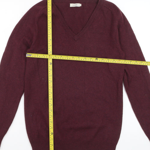 Howies Women Red Wool V-Neck Long Sleeve Pullover Jumper Size 14