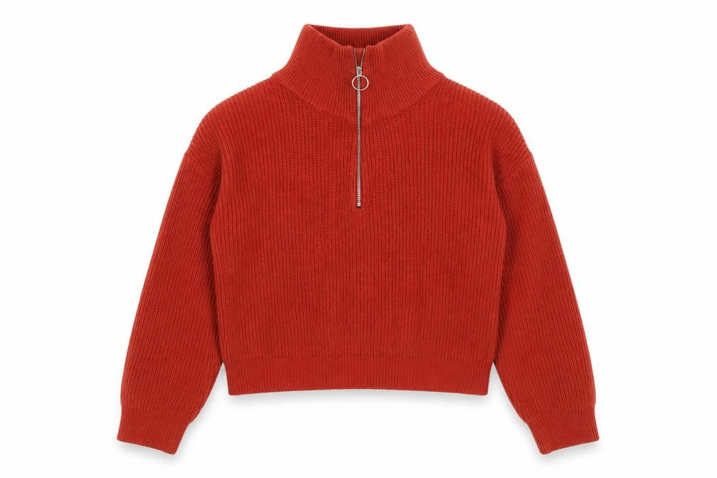 Urban Outfitters Women’s Red Half Zip Knit Jumper Size M Acrylic Cotton
