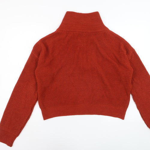 Urban Outfitters Women’s Red Half Zip Knit Jumper Size M Acrylic Cotton